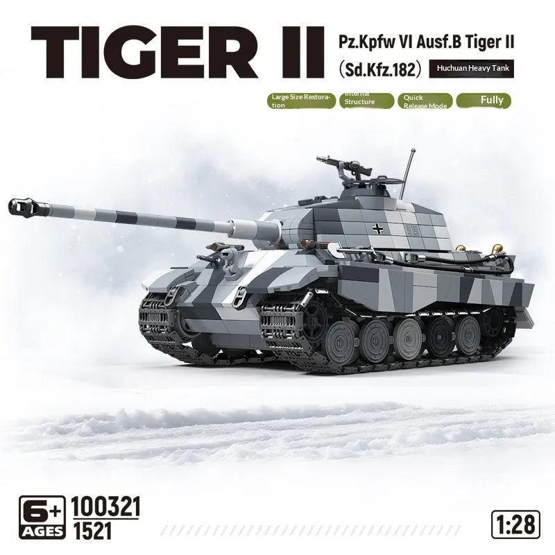 Heavy tank small particle plastic building blocks set in colour box packaging