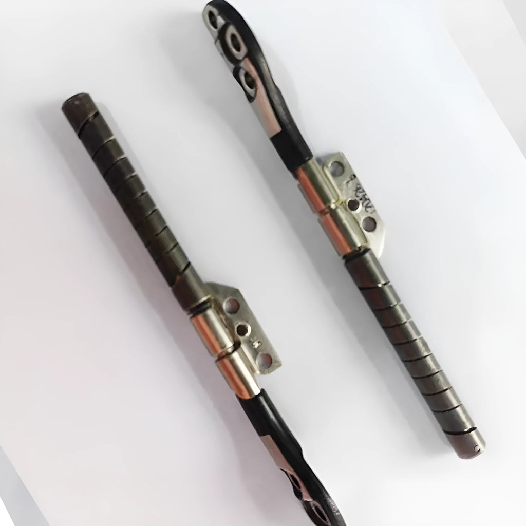 MacBook Pro 15-inch A1286 laptop screen replacement hinge shaft pair on foam packaging.