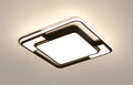 White square LED ceiling lamp with iron and PVC construction, 42cm wide.
