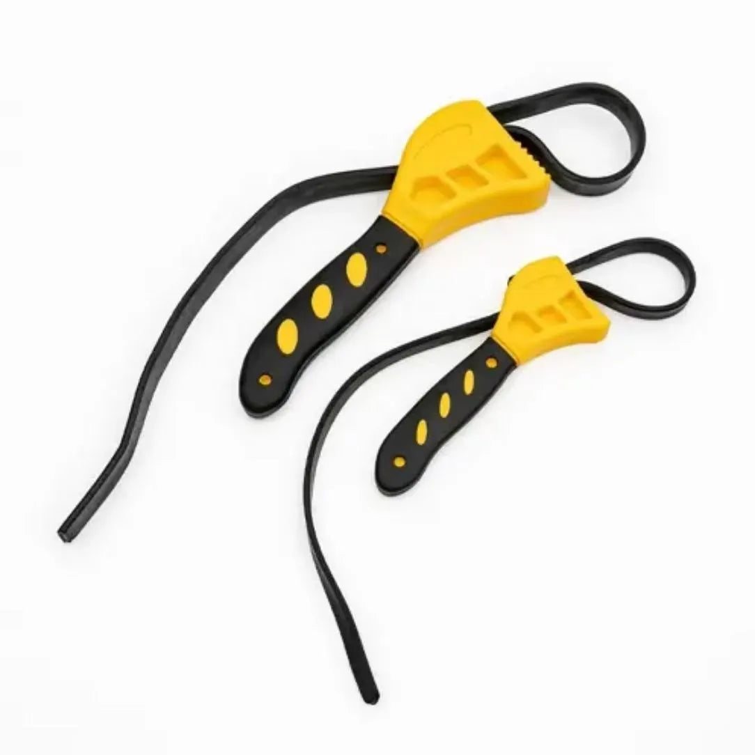 6-inch and 8-inch adjustable rubber strap wrench set for oil filters and plumbing