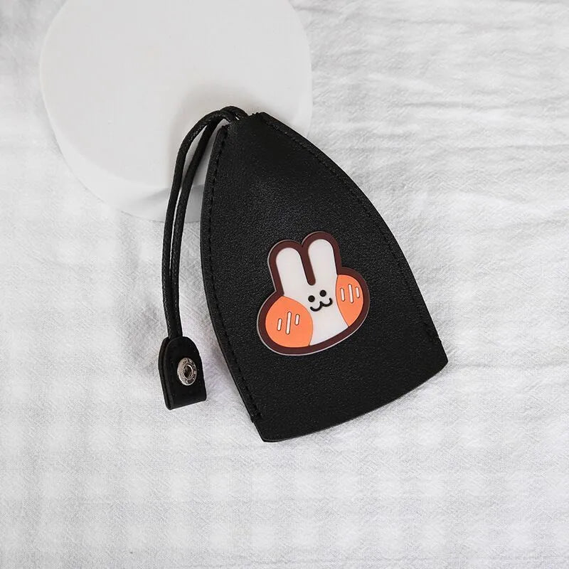 Cartoon style pull-out car key case made from PU leather in assorted designs