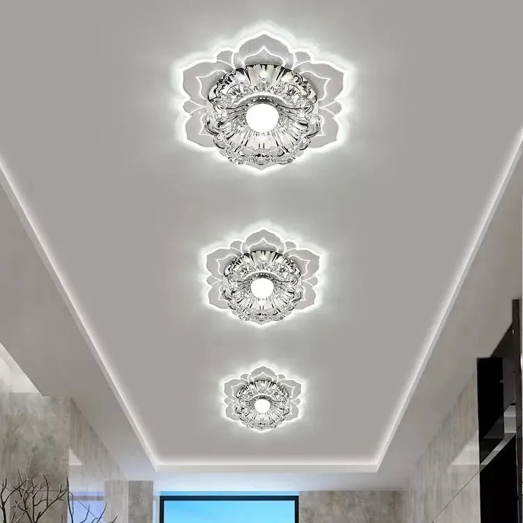 Modern minimalist round crystal ceiling lamp for corridor with 11W colourful light options