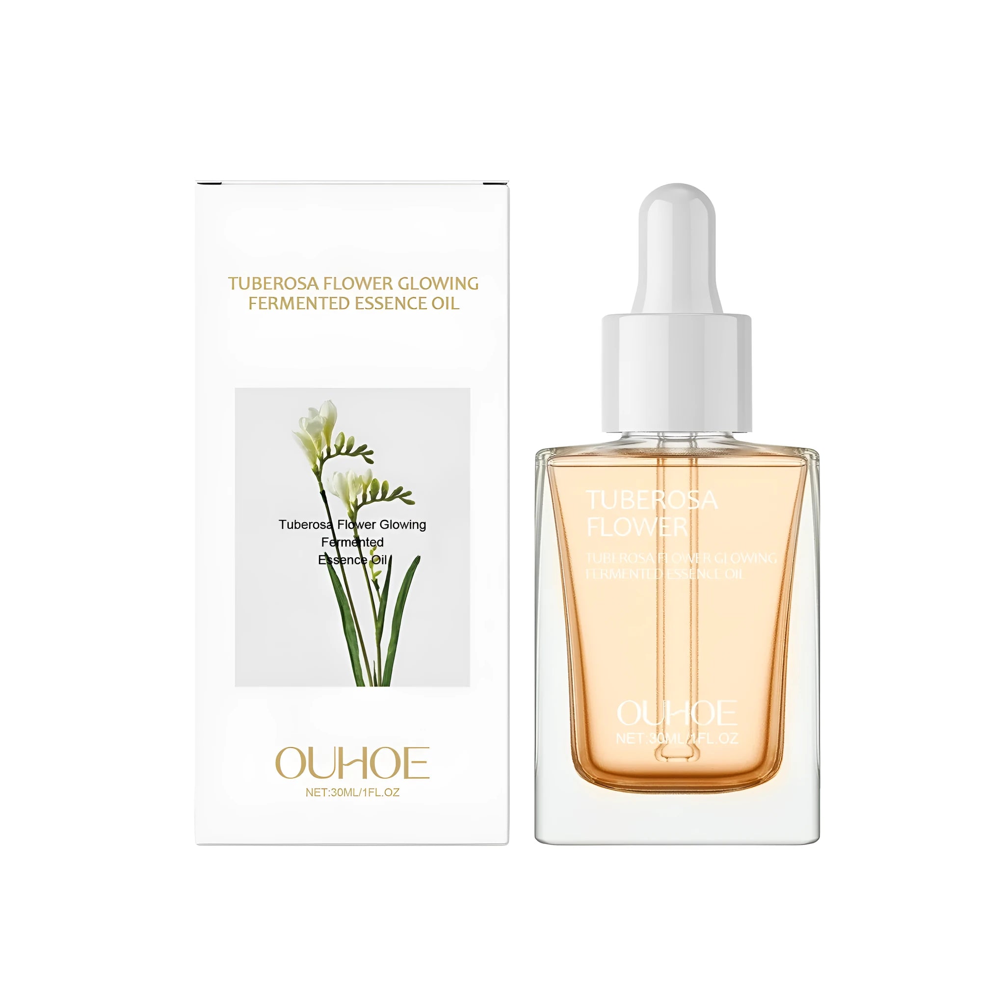30ml bottle of facial firming brightening oil with vitamin E and tuberose extract