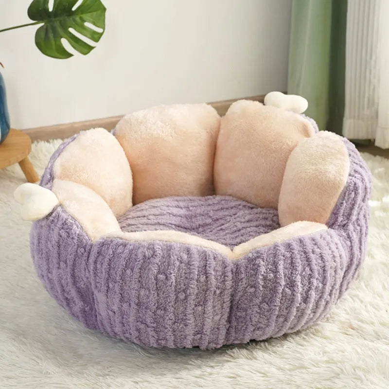 Cactus-patterned soft cat litter kennel for pets in green or purple colour