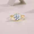 Time Foam gold-plated S925 silver diamond wedding ring set with round moissanite stone on gift box