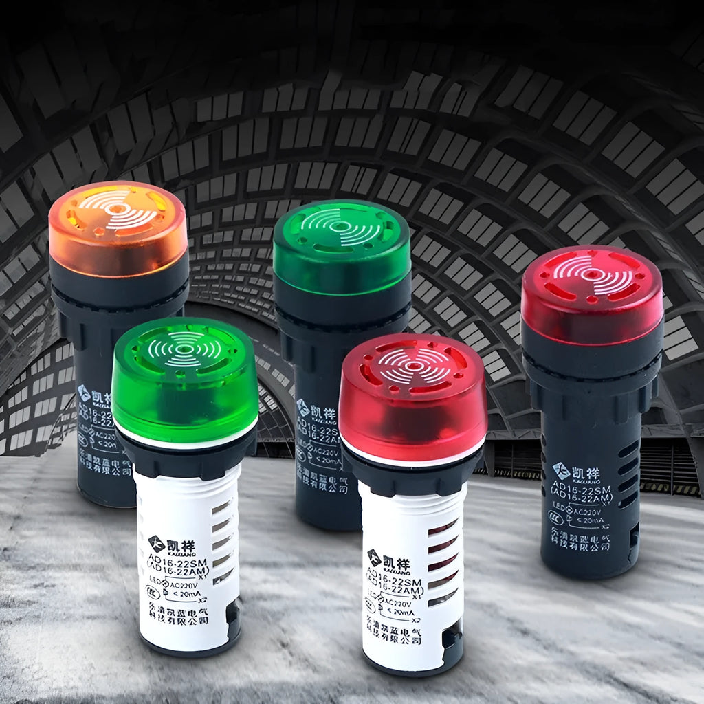 Red LED flashing sound and light buzzer with 22mm panel mounting for control panel alarm applications
