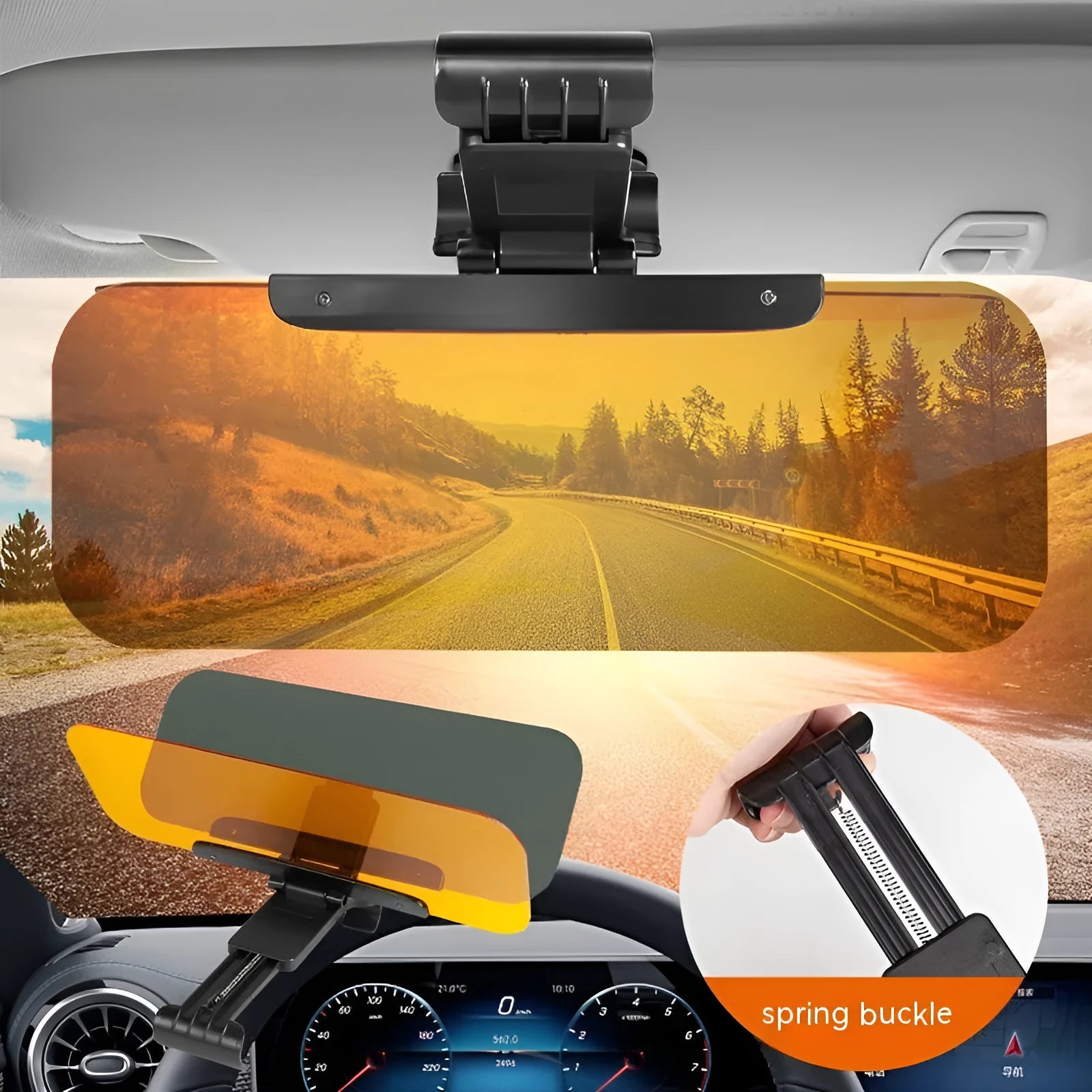 Anti-glare car sun visor with telescopic adjustment and acrylic lens