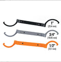 Crescent magnetic suction wrench three-piece set showing orange, grey and black colour-coded spanners