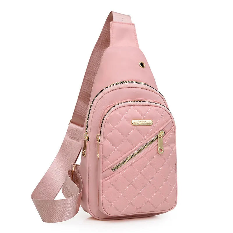 Oxford cloth sports crossbody chest bag with plaid pattern in multiple colour options