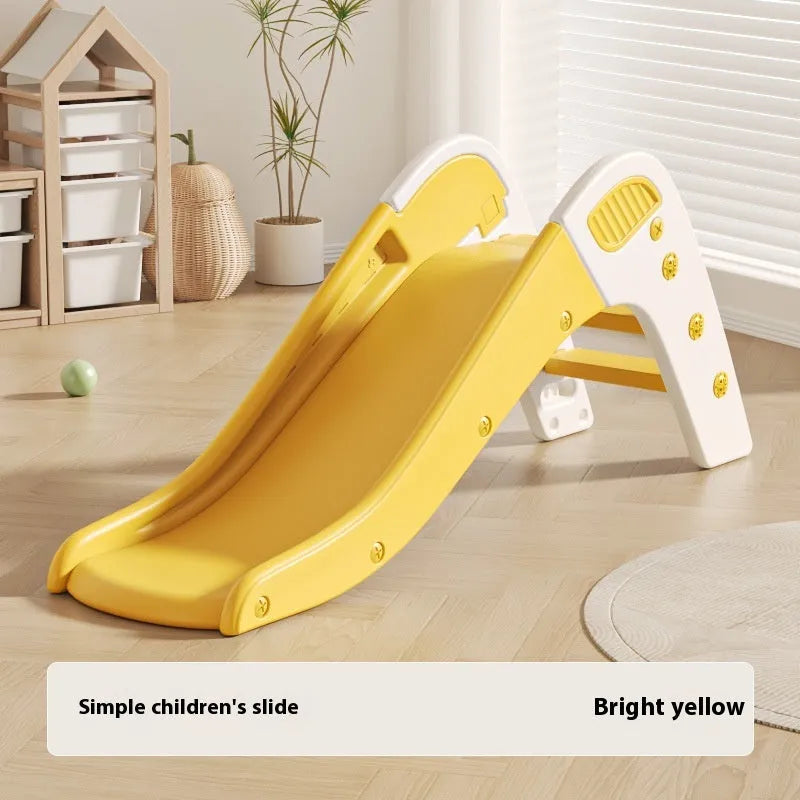 Small blue plastic baby slide for indoor play and early development.
