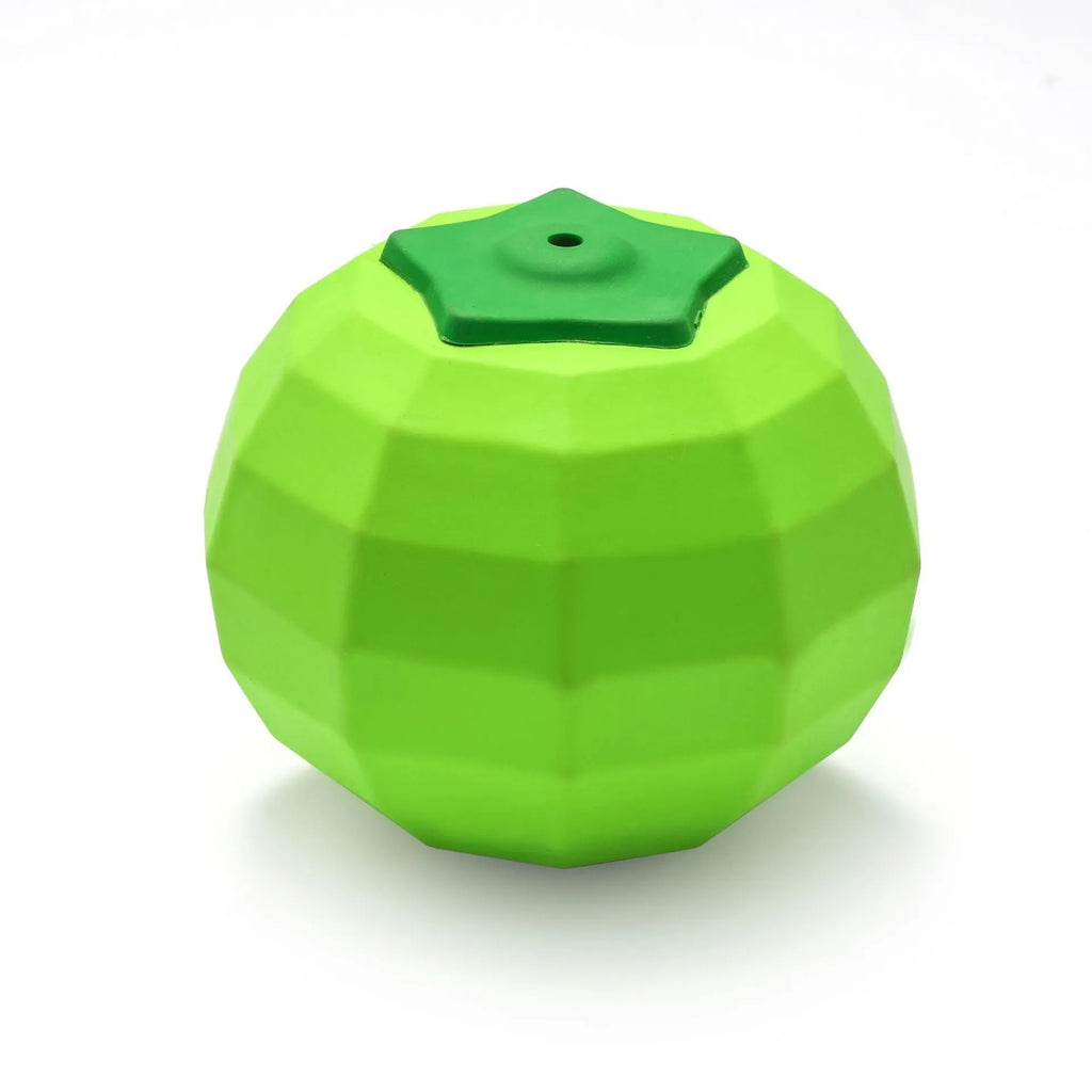 Green natural rubber squeaky dog chew ball toy for large breed dogs
