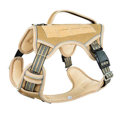 Tactical oxford cloth chest strap harness for a working dog in olive green colour