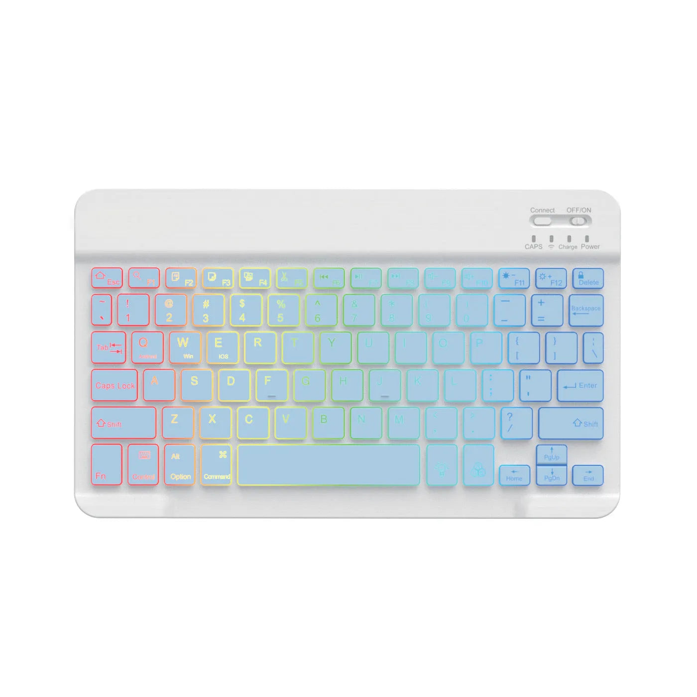 10-inch wireless Bluetooth keyboard with colourful LED backlighting for tablets and mobile phones