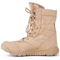 Yulong Combat Boots in black and sand colours, shown as unisex outdoor climbing and tactical desert footwear.
