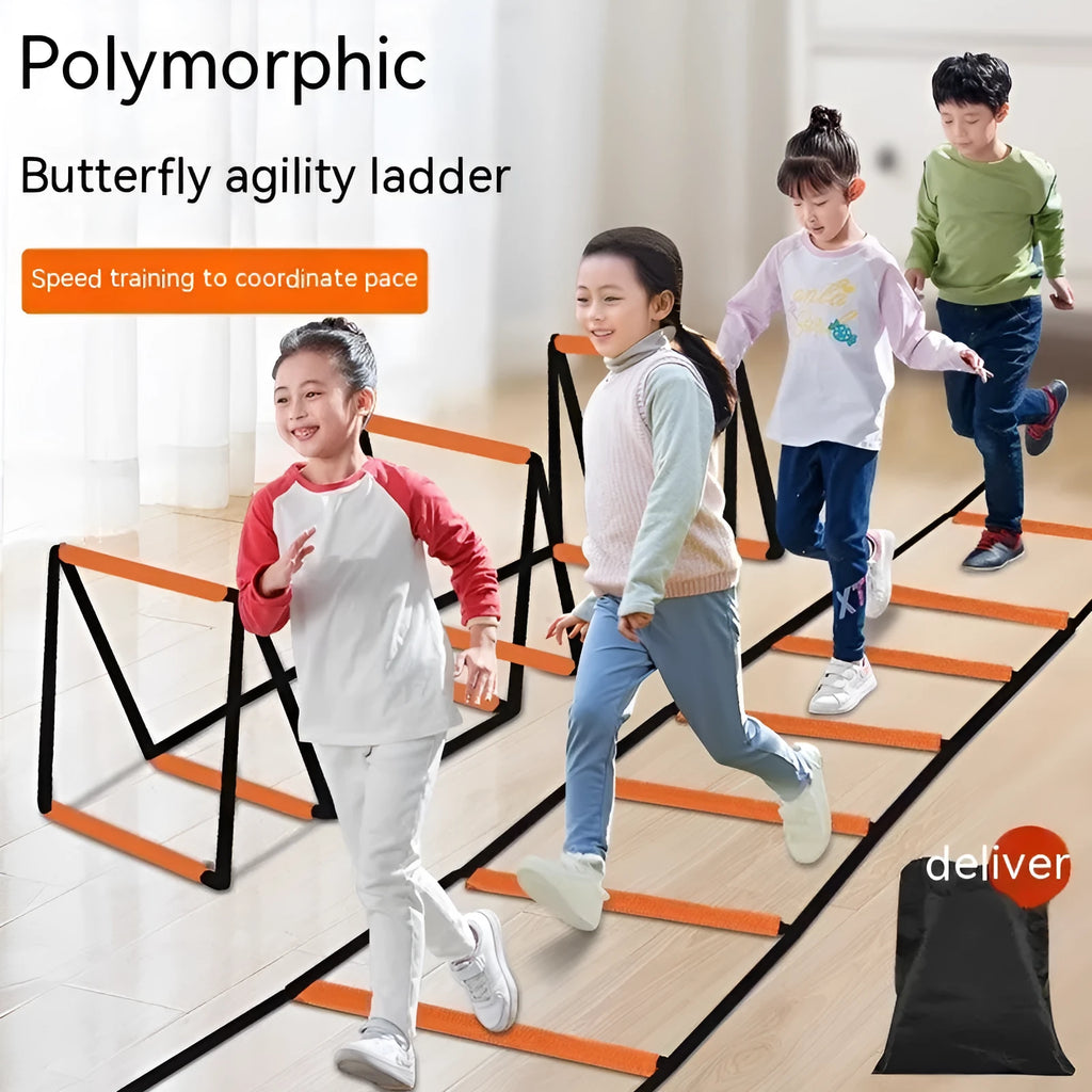 Plastic butterfly agility ladder for children's physical fitness training with adjustable lengths