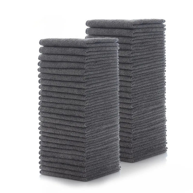 Grey square microfiber kitchen cleaning cloth for oil and decontamination tasks