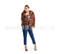 Women's loose fit hooded faux fur coat in street fashion style showing brown colour option