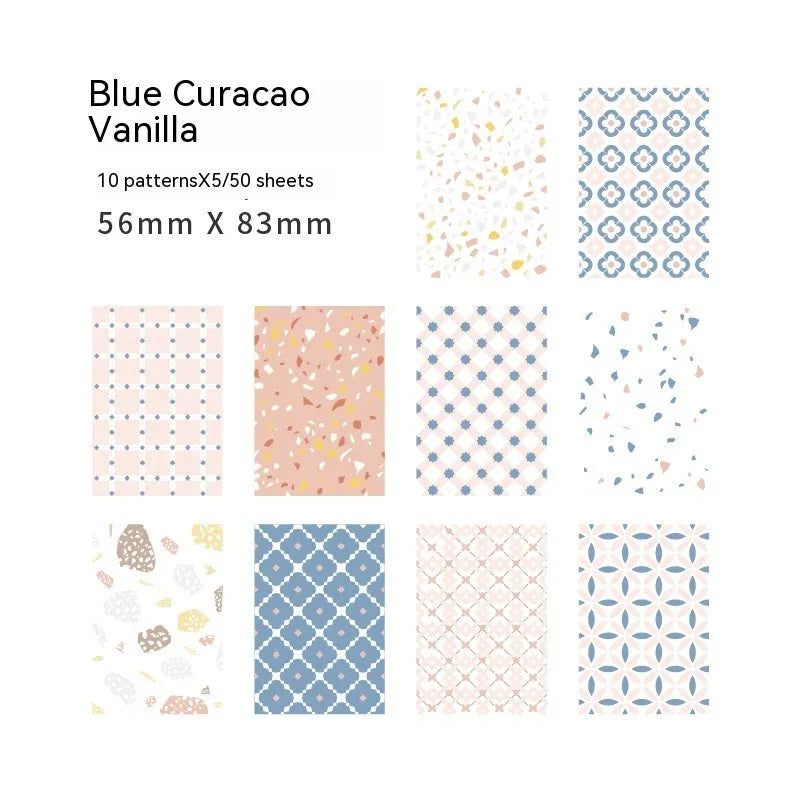 Retro dessert-themed note paper in 56x83mm size with 10 food-inspired colour variations