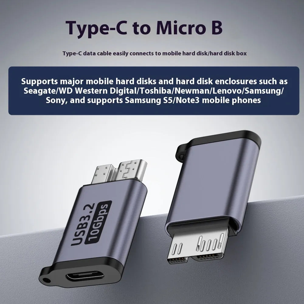 Micro B USB adapter converter showing Type-C and USB-A to micro B male connections for charging and data transfer