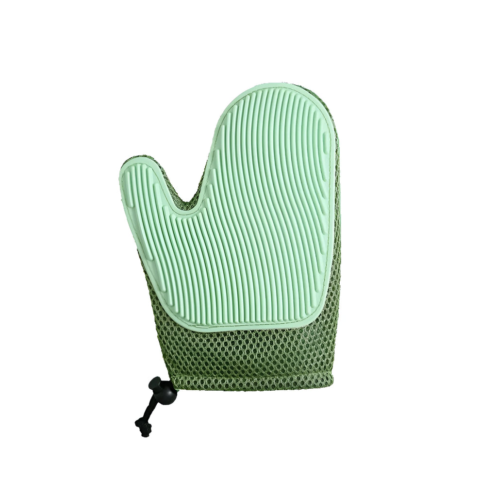 TPR massage pet grooming glove with mesh fabric for removing shedding fur