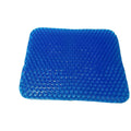 Gel seat cushion with honeycomb pattern showing double thick construction and removable PVC cover