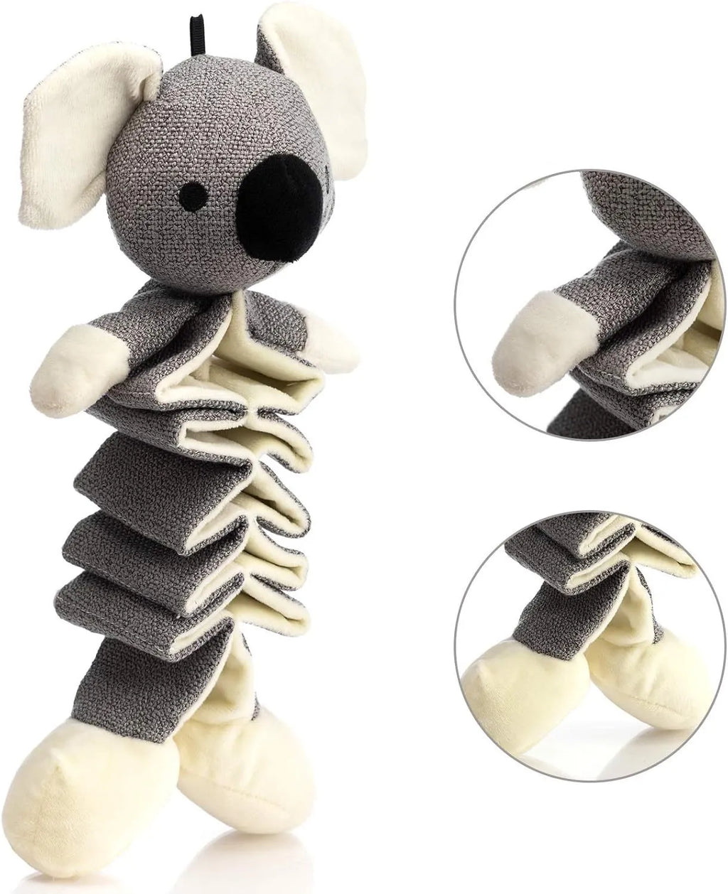 Hollypet gray koala dog toy measuring 30cm with crinkle paper inside