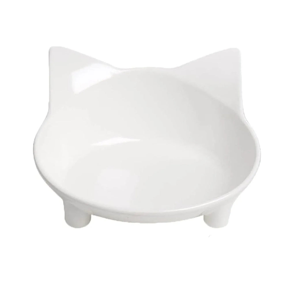 Black shallow melamine pet food bowl with non-slip rubber base on a wooden surface.