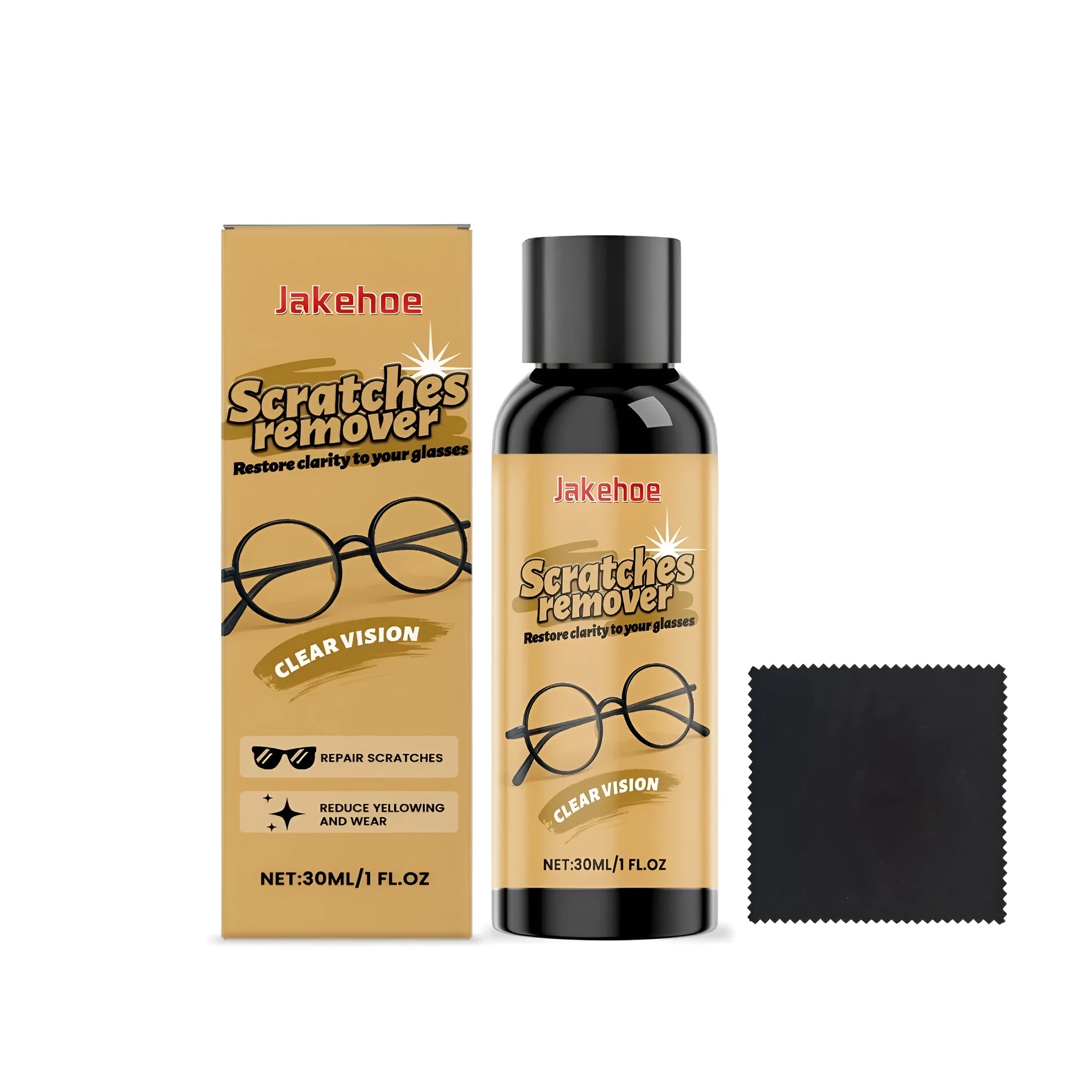 30ml glasses scratch remover bottle with microfiber cleaning cloth for lens maintenance