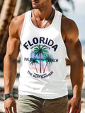 Men's 3D printed Hawaiian-style sleeveless vest t-shirt in polyester fabric
