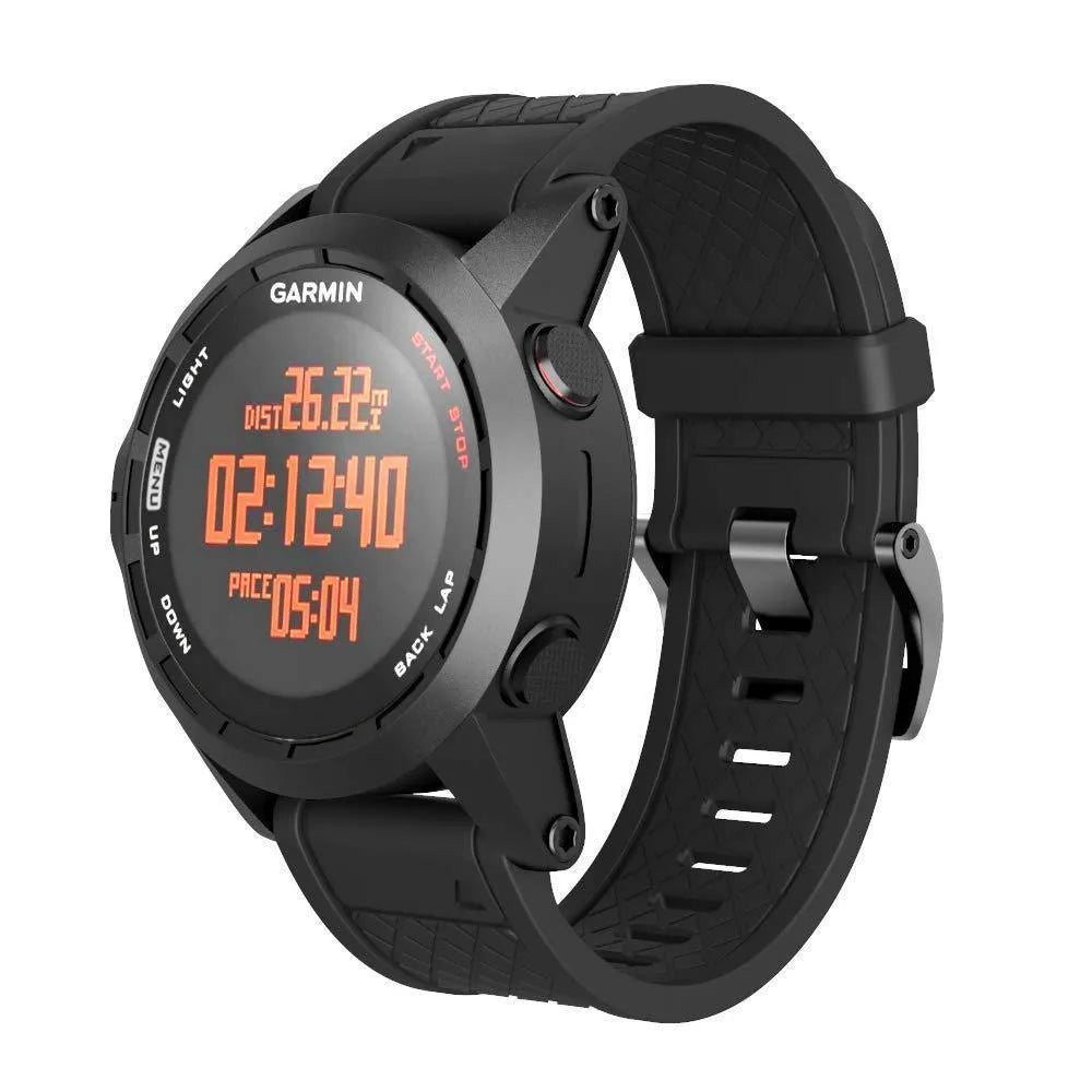 Black silicone watch strap with stainless steel buckle for Jiaming 26mm sports watches