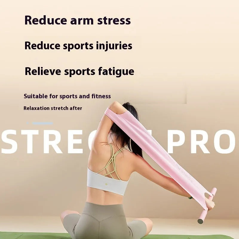 Yoga multi-function stretching tool in grey or pink colours for shoulder, back and hip flexibility training