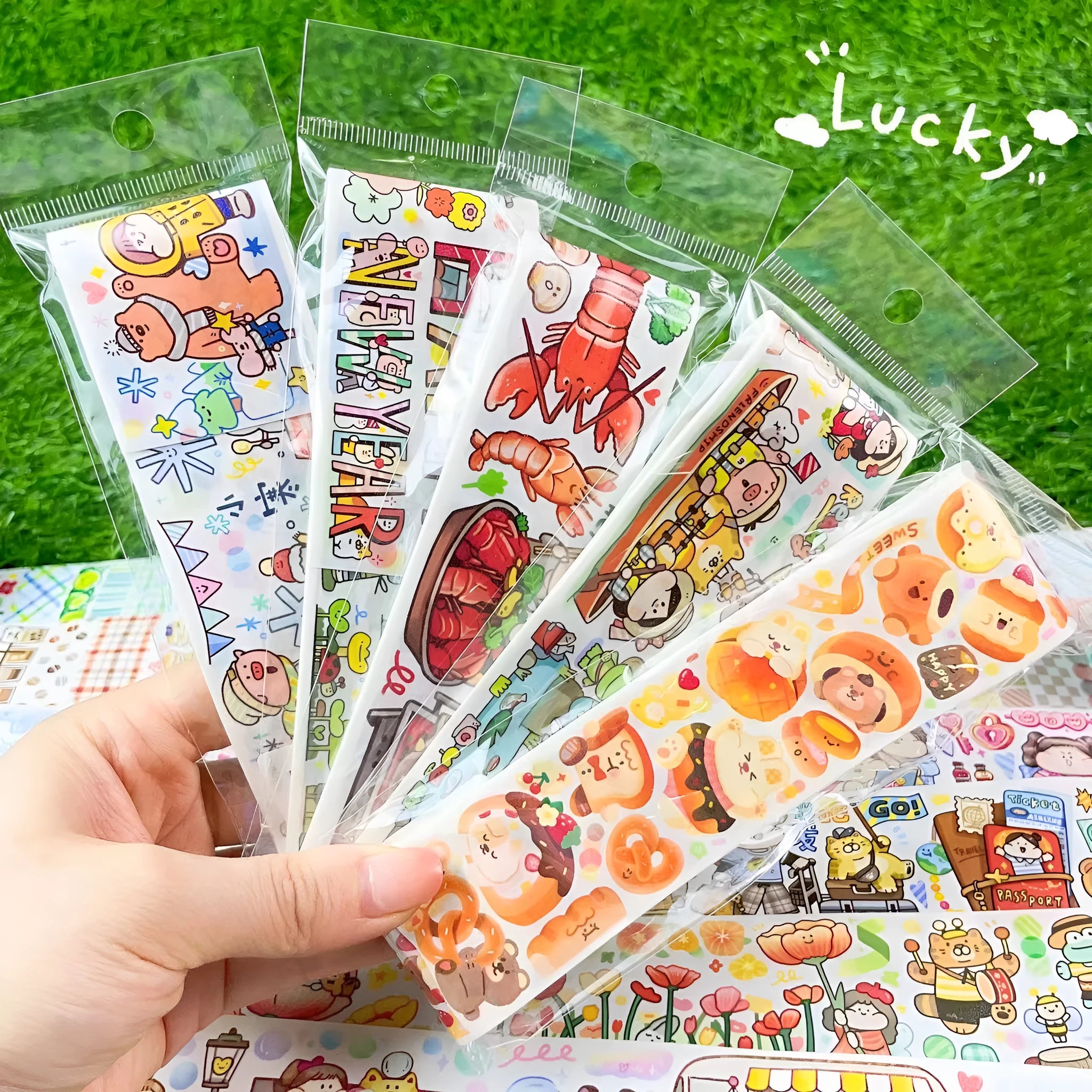 Cute character stickers on Japanese paper for haemorrhoid tape packaging decoration