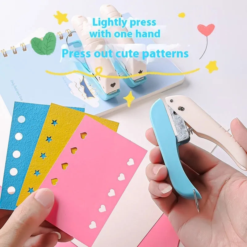 Small manual embossing punching machine with multiple pattern options for kindergarten craft activities
