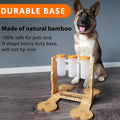 Wooden dog puzzle toy interactive feeder with natural wood colour