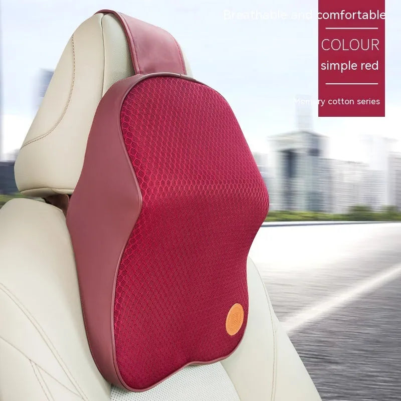 Memory foam car headrest pillow and lumbar support pillow set in a choice of seven colours