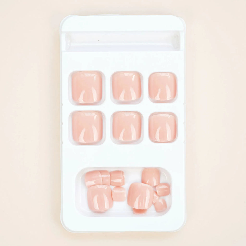 Skin colour J-52 design plastic artificial toe nail stickers with adhesive glue