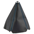 Black PU leather gearstick dust cover for General Motors vehicles on a car interior.