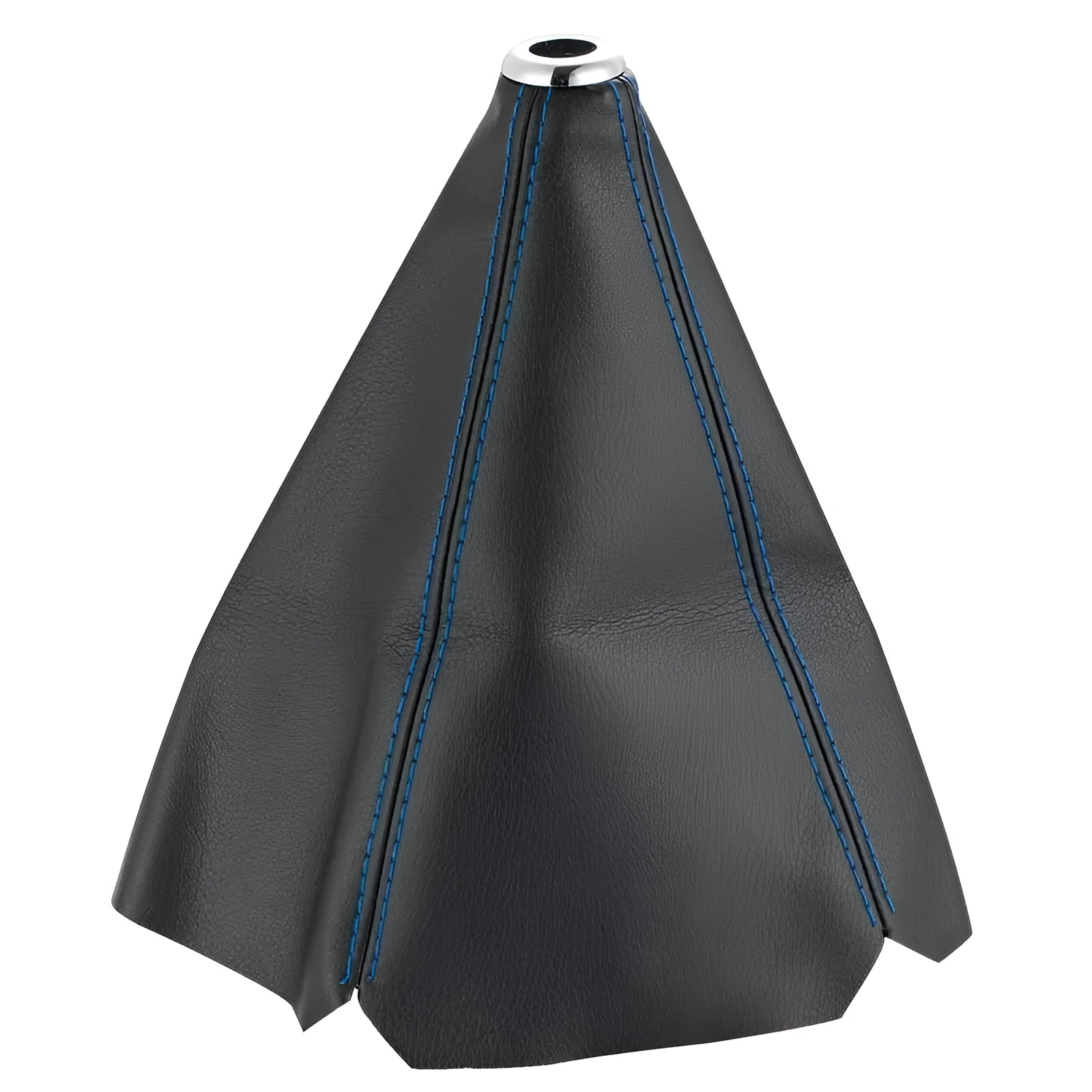 Black PU leather gearstick dust cover for General Motors vehicles on a car interior.