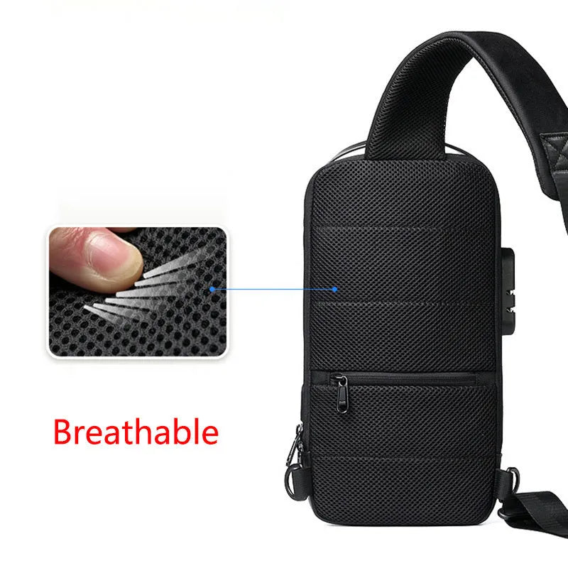 Men's waterproof Oxford cloth anti-theft messenger bag with USB charging port and multiple internal compartments