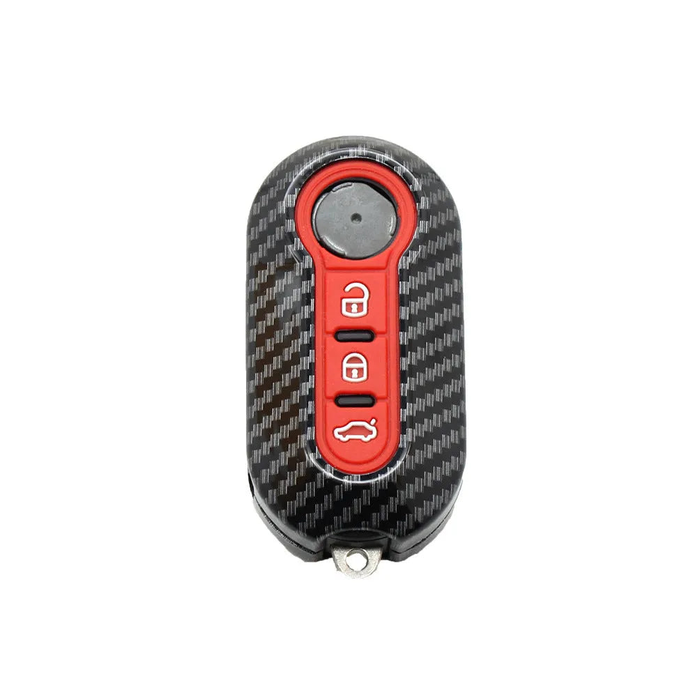 Fiat 500 Boyue Ottimo Viaggio car remote key replacement shell in black, red, and dark blue colours.