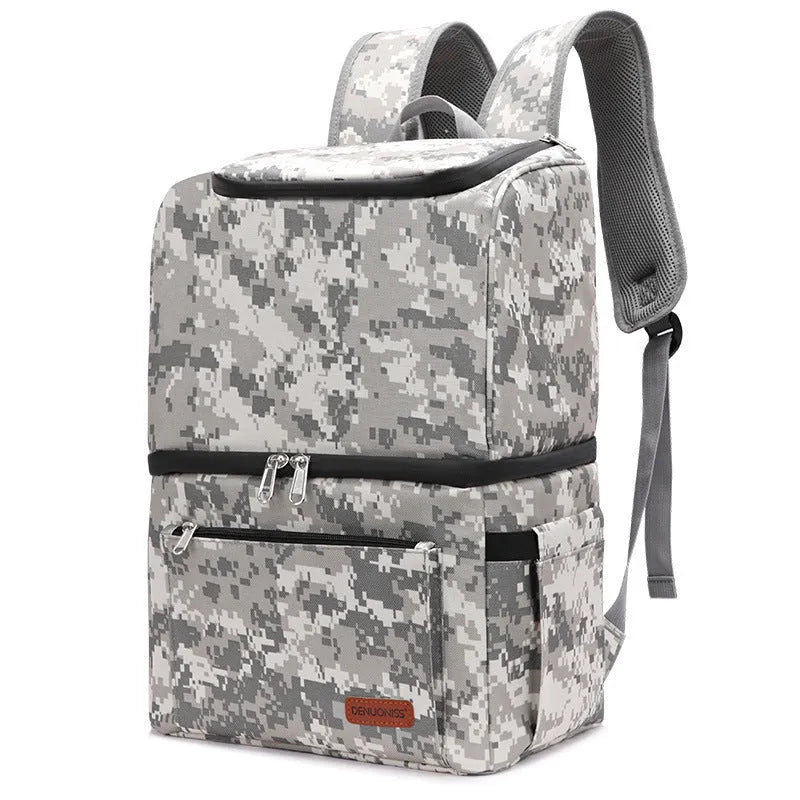 22 litre insulated waterproof backpack cooler in camouflage colour with double layer insulation