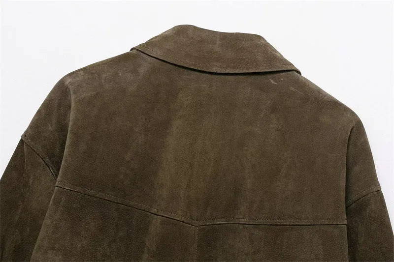 Women's PU casual jacket in regular fit, pictured colour, Japanese Korean style.