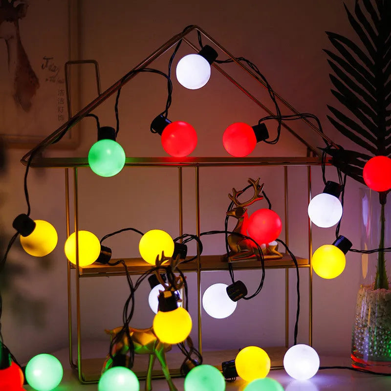 Solar festival decorative light set with 40 LED lamps on 10 metre black cable for outdoor tents and events