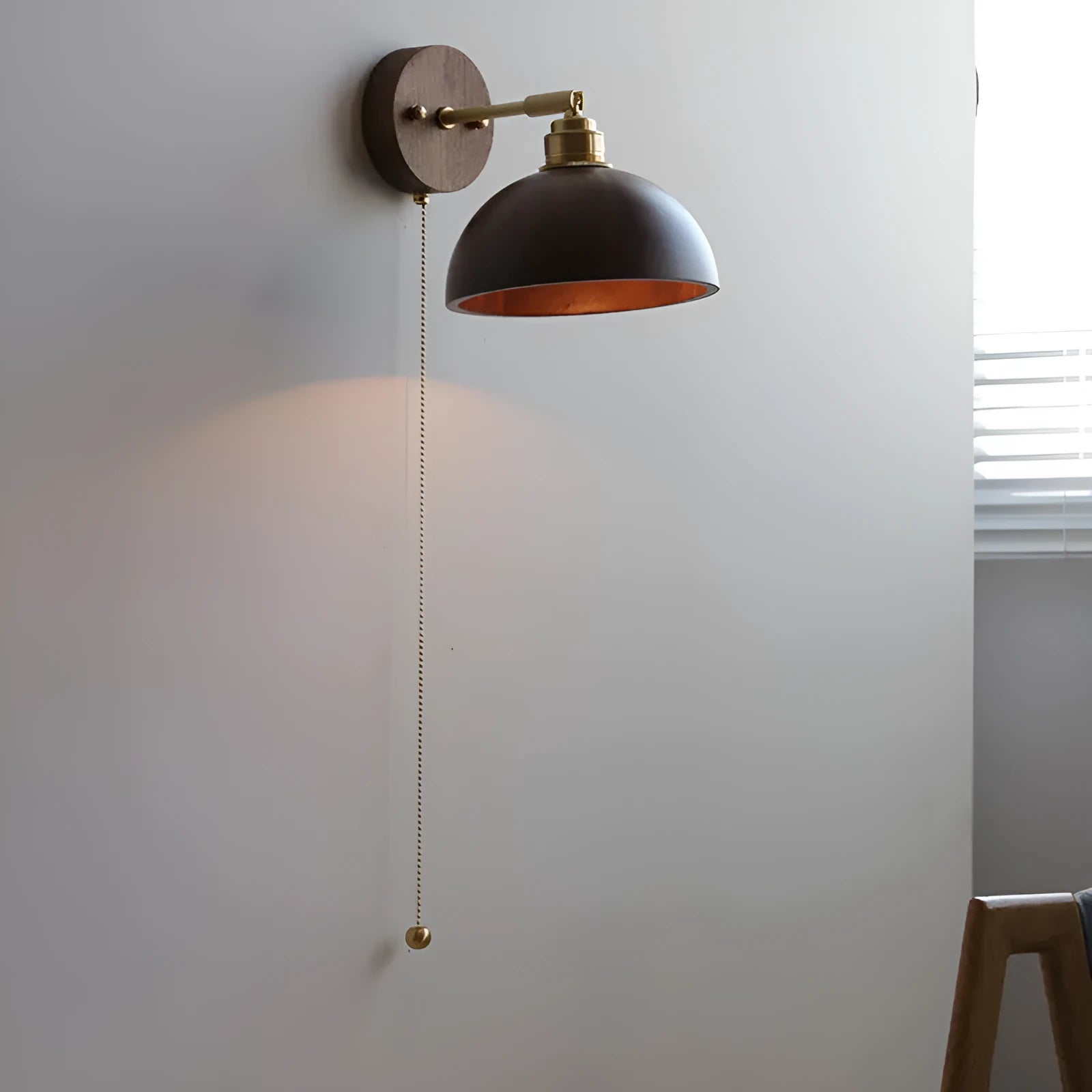 Nordic style walnut wood bedside wall lamp with wall mount and 220V UK voltage