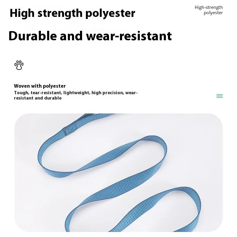 Solid colour polyester dog walking rope held in a hand, showing one of twelve colour options and its simple rope design.