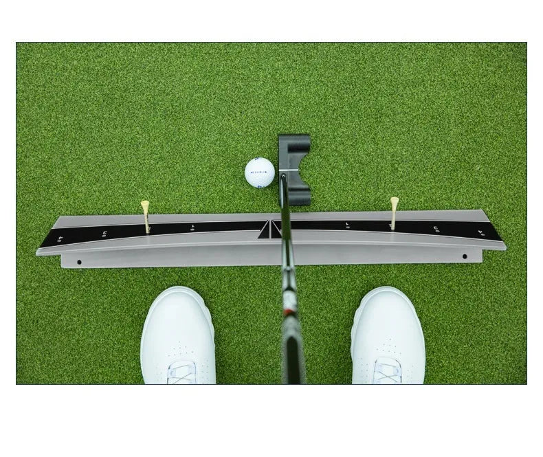 Adjustable golf putter trajectory balance simulator with PVC construction for stroke practice