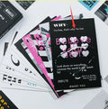 Creative postcard set showing two distinct artistic designs for gift messages and handwritten blessings