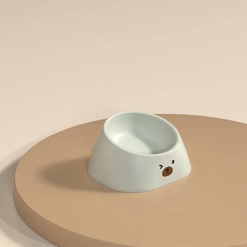 15 degree tilted stainless steel pet bowl with polypropylene base for cervical spine protection