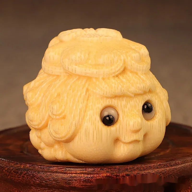 Golden toad Princess ornament carved from solid bamboo for Children's Day decoration