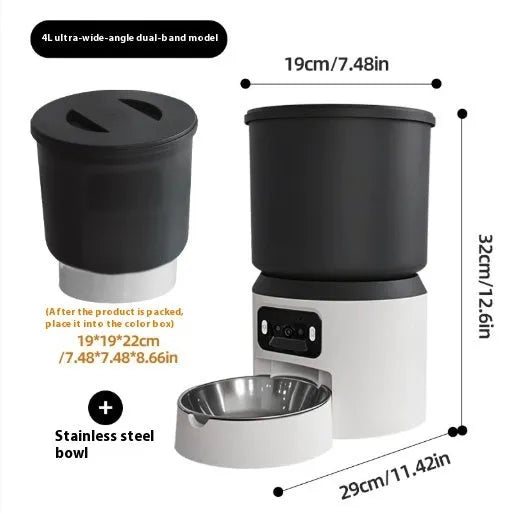 4L smart pet feeder with WiFi remote monitoring and camera options for cats and dogs